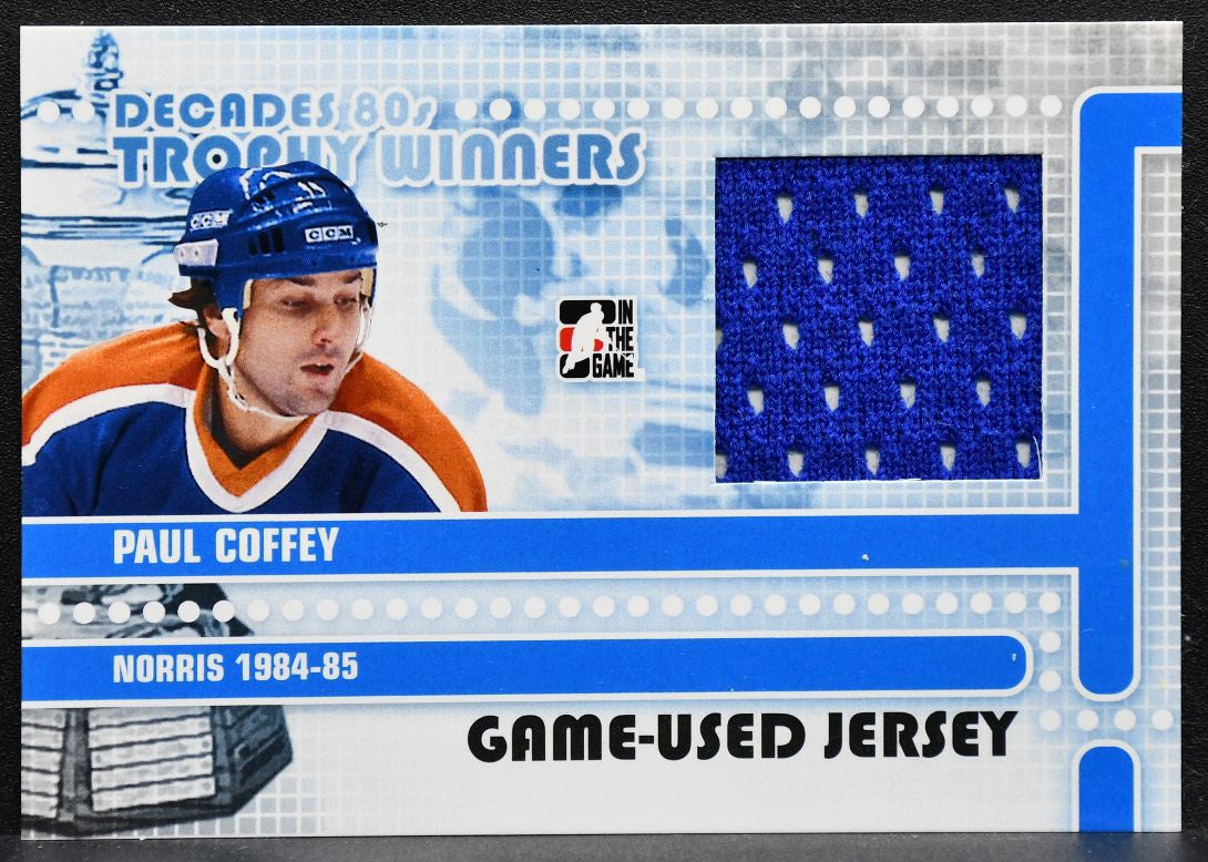 2011-12 ITG Decades 80s Trophy Winners Black Version Coffey Oilers Jersey 5616