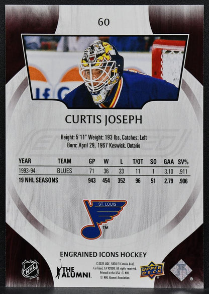2025-26 UD Engrained Icons Mahogany Curtis Joseph 60 St. Louis Blues 03/75 3117