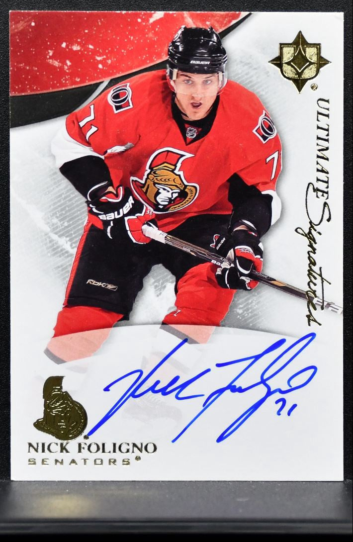 2010-11 UD Ultimate Collection Signatures Nick Foligno US-NF Senators Auto 0499