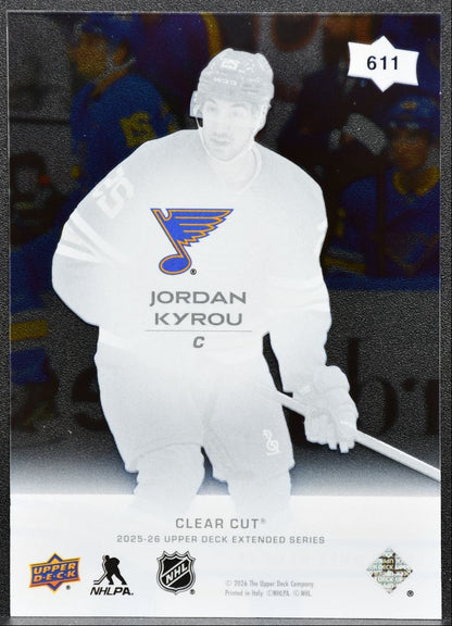 2025-26 Upper Deck Extended Series Clear Cut Jordan Kyrou St. Louis Blues 3284