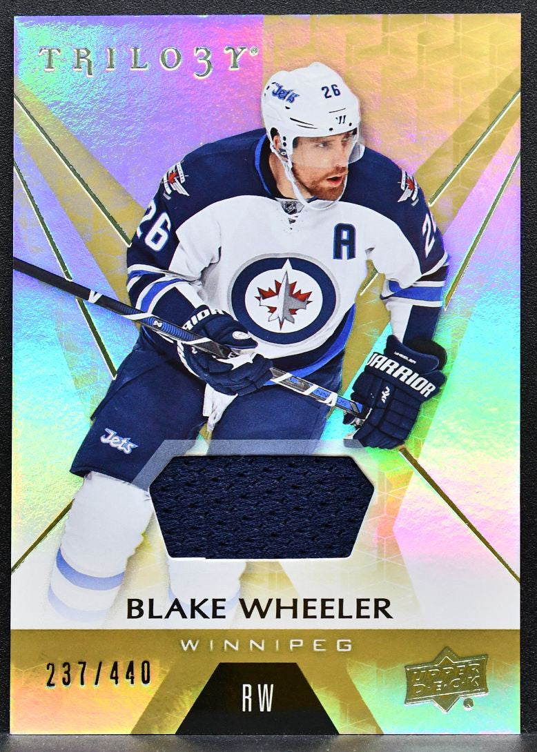 2016-17 UD Trilogy Green Career Stat Relics Rainbow Foil Wheeler Jersey 0796