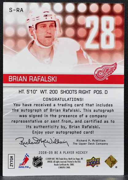 2008-09 Upper Deck Be a Player Signatures Brian Rafalski Red Wings Auto 0835
