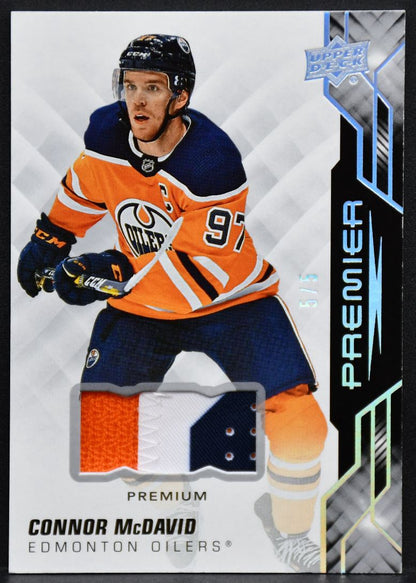 2019-20 UD Premier Patch Connor McDavid 50 Edmonton Oilers 5/5