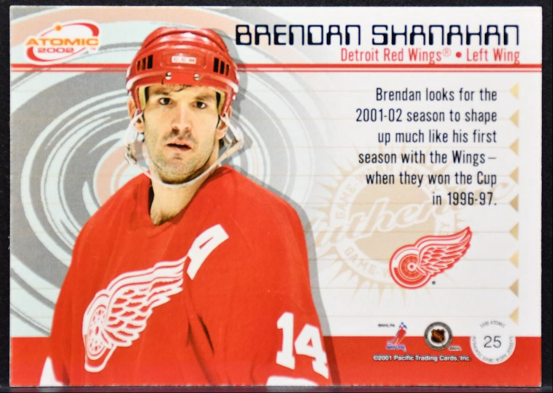 2001-02 Pacific Atomic Jersey Brendan Shanahan 25 Detroit Red Wings Jersey 9090