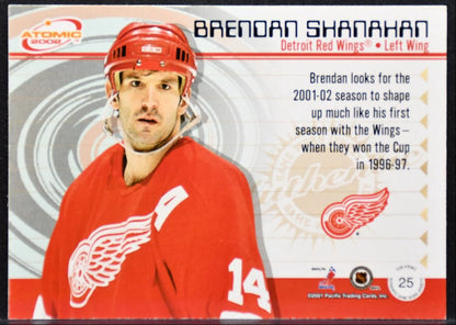2001-02 Pacific Atomic Jersey Brendan Shanahan 25 Detroit Red Wings Jersey 9090