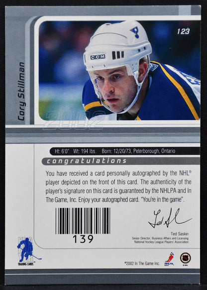 2002-03 Be a Player Signature Series Autographs Gold Cory Stillman 123 Auto