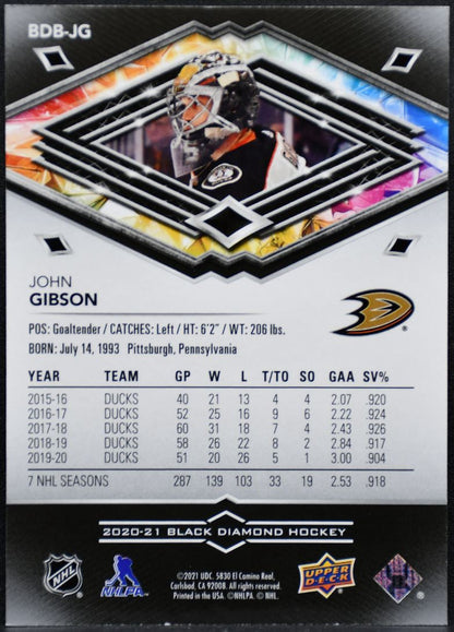 2021-22 Upper Deck Black Diamond Base John Gibson BDB-JG Anaheim Ducks /349 6209