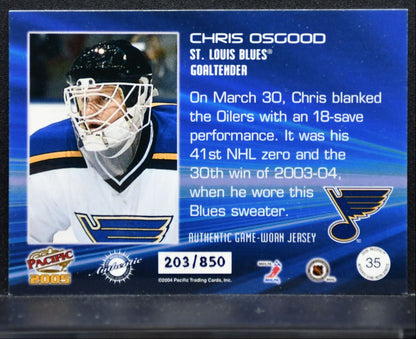 2004-05 Pacific Jerseys Chris Osgood 35 St. Louis Blues 203/850 Jersey 4459