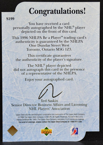 1996-97 UD Be A Player In The Crease With Richter Thibault S199 Auto 5477