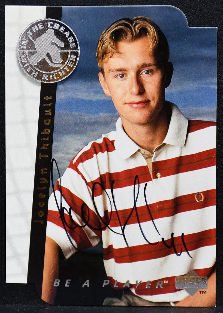 1996-97 UD Be A Player In The Crease With Richter Thibault S199 Auto 5477