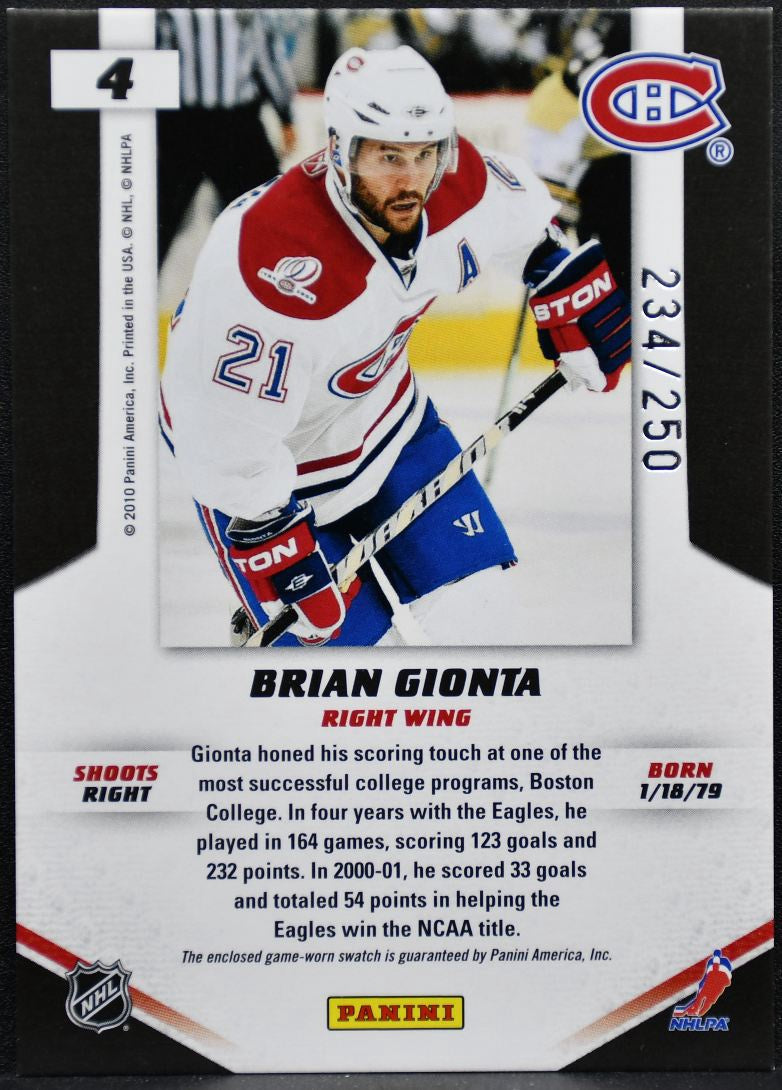 2010-11 Panini Certified Big Men on Campus Jersey Gionta /250 Jersey 0900