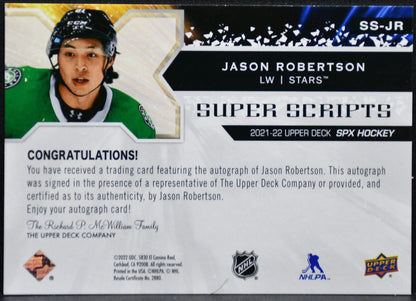 2021-22 SPx Super Scripts Jason Robertson SS-JR Dallas Stars Auto 6001