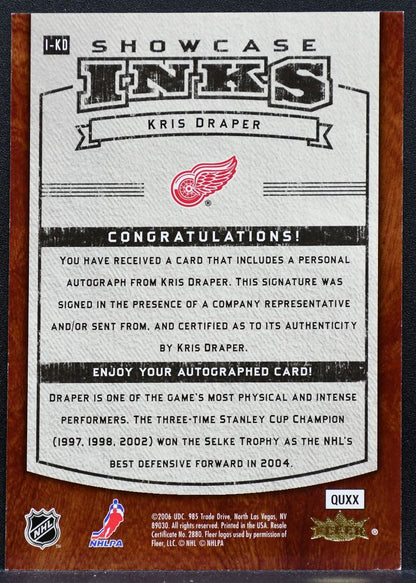 2006-07 Flair Showcase INKS Kris Draper I-KD Detroit Red Wings Auto 9082