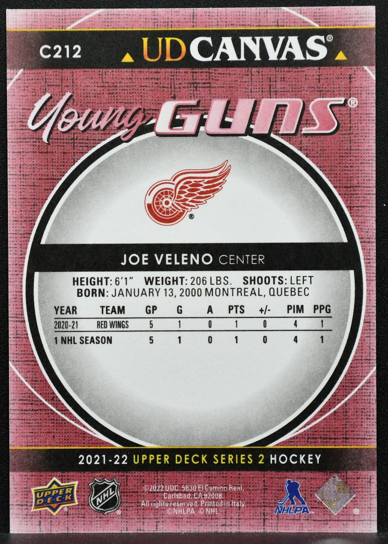 2021-22 UD Series 2 UD Canvas Young Guns Joe Veleno C212 Red Wings RC 5371