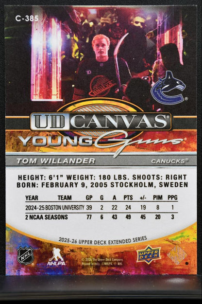 2025-26 UD Extended Series UD Canvas Young Guns Tom Willander Canucks RC 1686