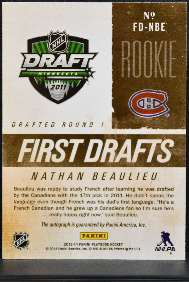 2013-14 Panini Playbook First Drafts Signatures Beaulieu Canadiens RC Auto 1462