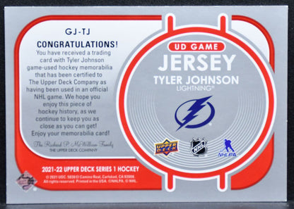 2021-22 Upper Deck Series 1 UD Game Jersey Tyler Johnson Lightning Jersey 5399