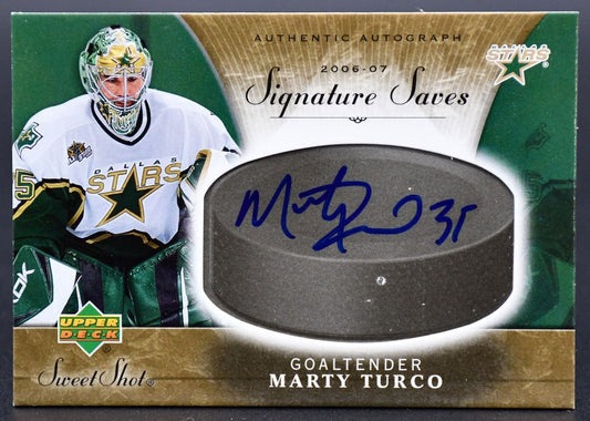 2006-07 UD Ice Signature Swatches Marty Turco SS-MT Dallas Stars Auto