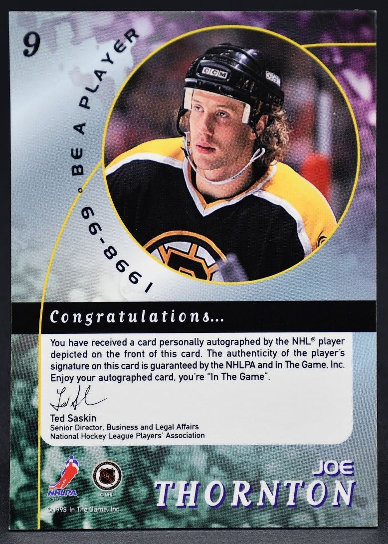 1998-99 In The Game Be A Player Joe Thornton 9 Auto