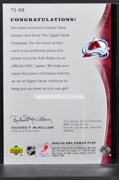 2005-06 Upper Deck PowerPlay Specialists Rob Blake TS-RB Avalanche Jersey 3384