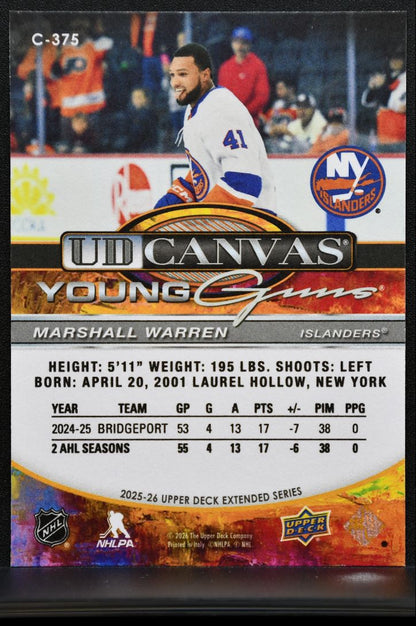 2025-26 UD Extended Series UD Canvas Young Guns Marshall Warren RC 1198