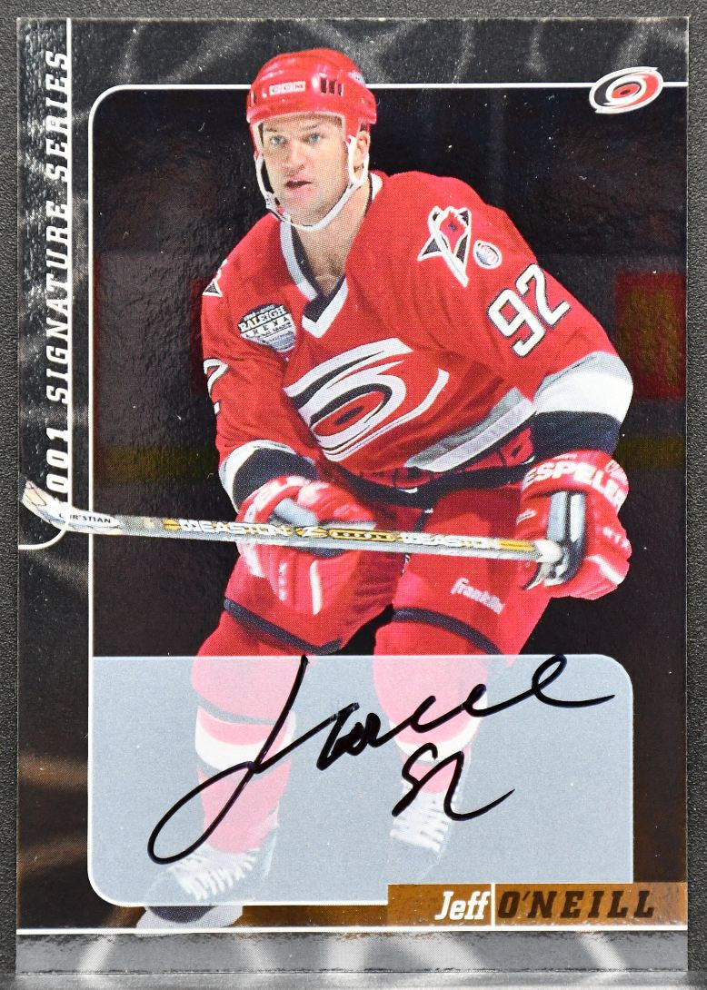 2000-01 In The Game Signature Series Auto Jeff O'Neill 34 Hurricanes Auto 2551