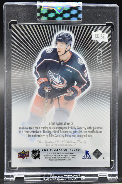 2023-24 UD Clear Cut Sweezey CC-SZ Columbus Blue Jackets RC Auto 21/25