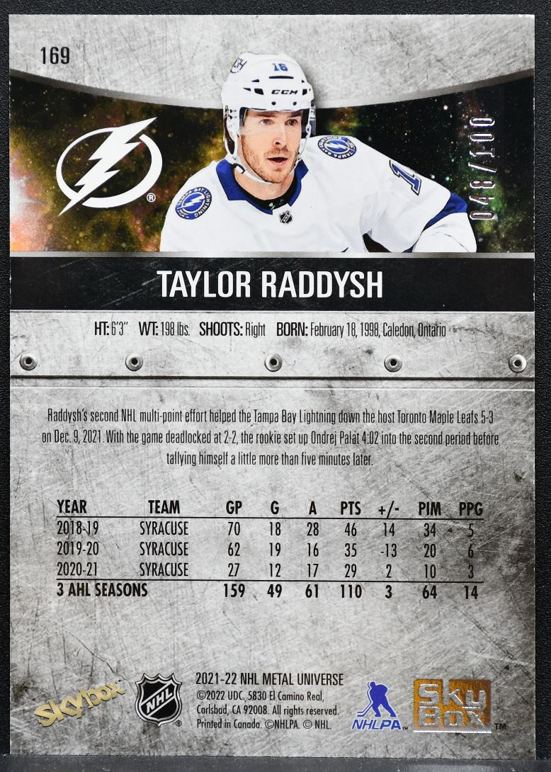 2021-22 Skybox Metal Precious Metal Gems Taylor Raddysh RC 048/100 6755