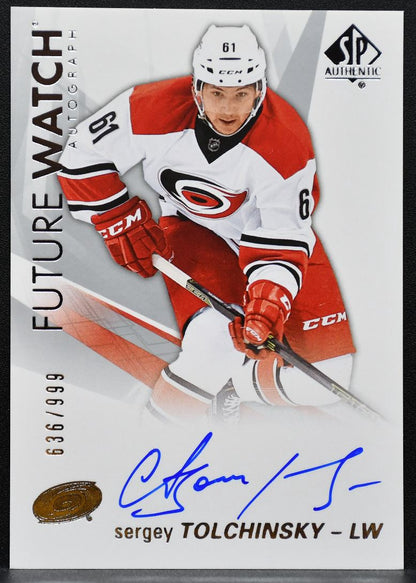 2016-17 SP Authentic Future Watch Auto Sergey Tolchinsky Hurricanes RC Auto 0583