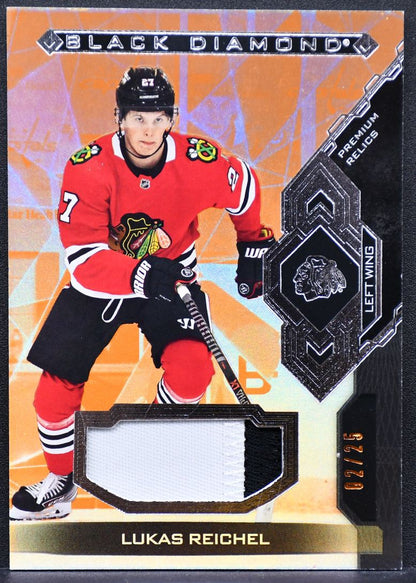 22-23 UD Black Diamond Pure Premium Relics Reichel Chicago Blackhawks RC /25 7611