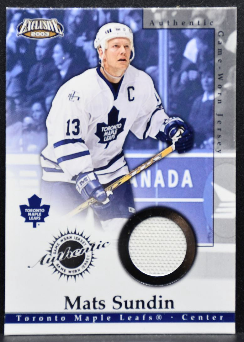 2002-03 Pacific Exclusive Jerseys Mats Sundin 24 Toronto Maple Leafs Jersey 4446