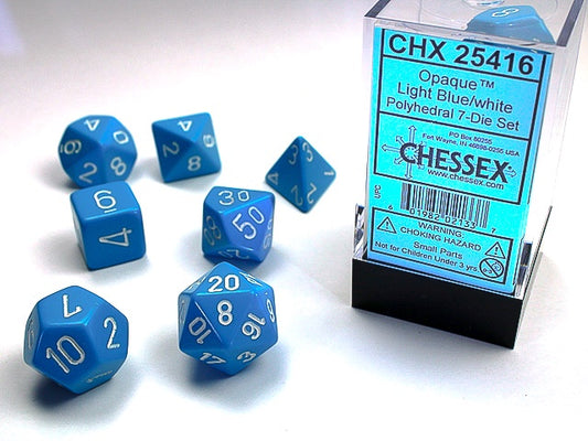 Opaque 7-Die Set Light Blue / White Chessex Dice (CHX25416)