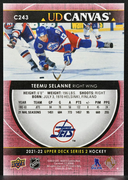 2021-22 Upper Deck Series 2 UD Canvas Teemu Selanne C243 Winnipeg Jets 7917