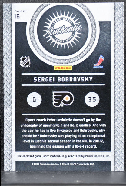 2011-12 Panini Titanium Game-Worn Gear Sergei Bobrovsky 16 Flyers Jersey 7955