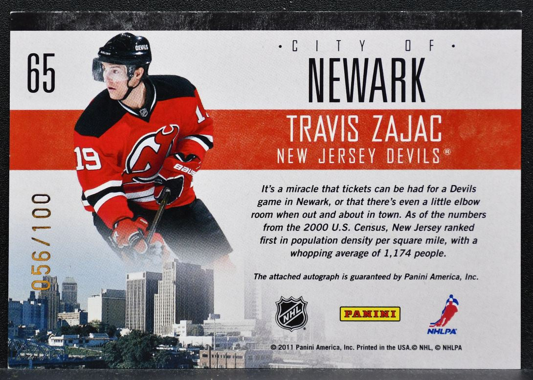 2010-11 Panini Pinnacle City Lights Signatures Travis Zajac Devils Auto 9563