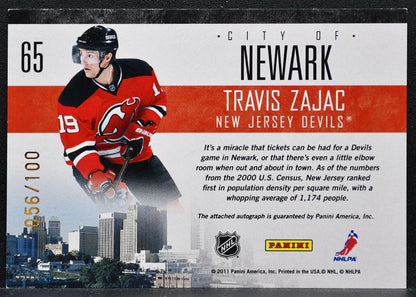 2010-11 Panini Pinnacle City Lights Signatures Travis Zajac Devils Auto 9563