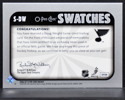 2006-07 O-Pee-Chee Swatches Doug Weight S-DW St. Louis Blues Jersey 1113