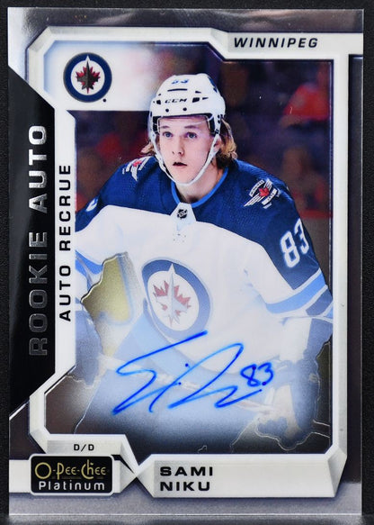 2018-19 O-Pee-Chee Platinum Rookie Autos Sami Niku R-SN Winnipeg Jets RC Auto