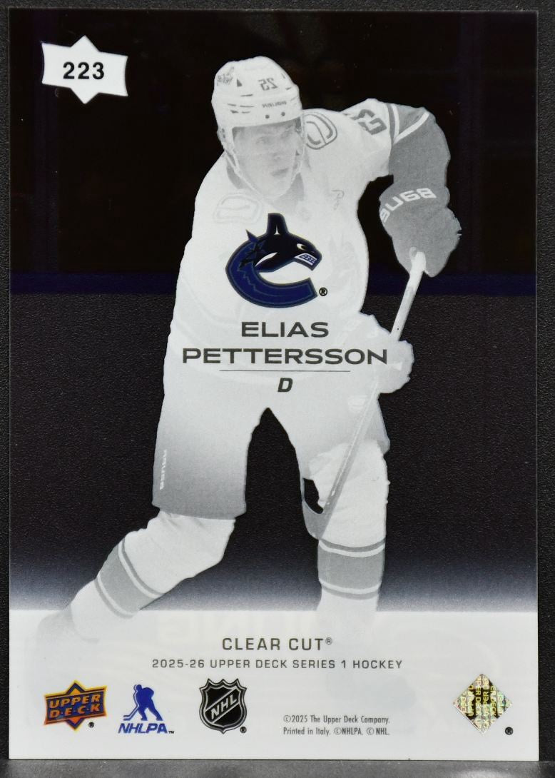 2025-26 UD Series 1 Young Guns Clear Cut Elias Pettersson 223 RC
