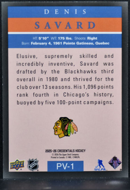 2025-26 UD Credentials Fleer Pro Visions Legends Denis Savard Blackhawks 6445