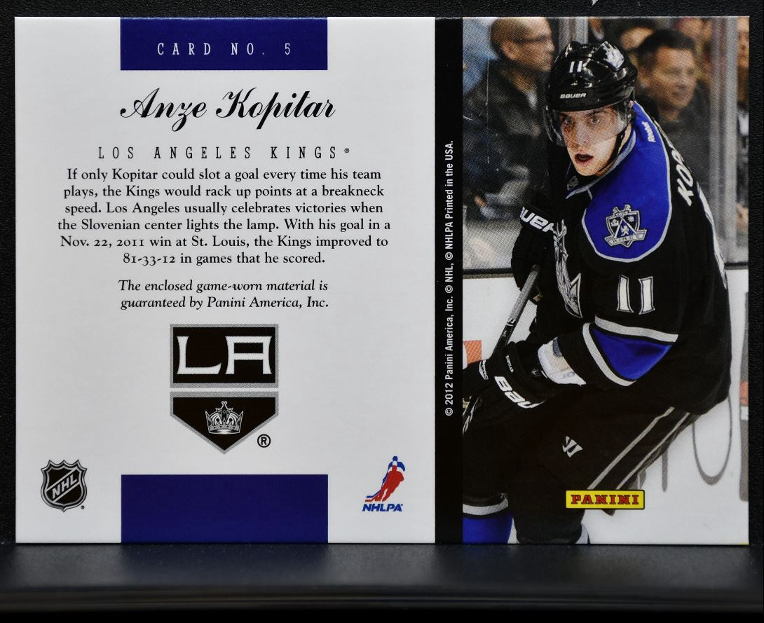 2011-12 Panini Elite Materials Anze Kopitar Jersey 0537