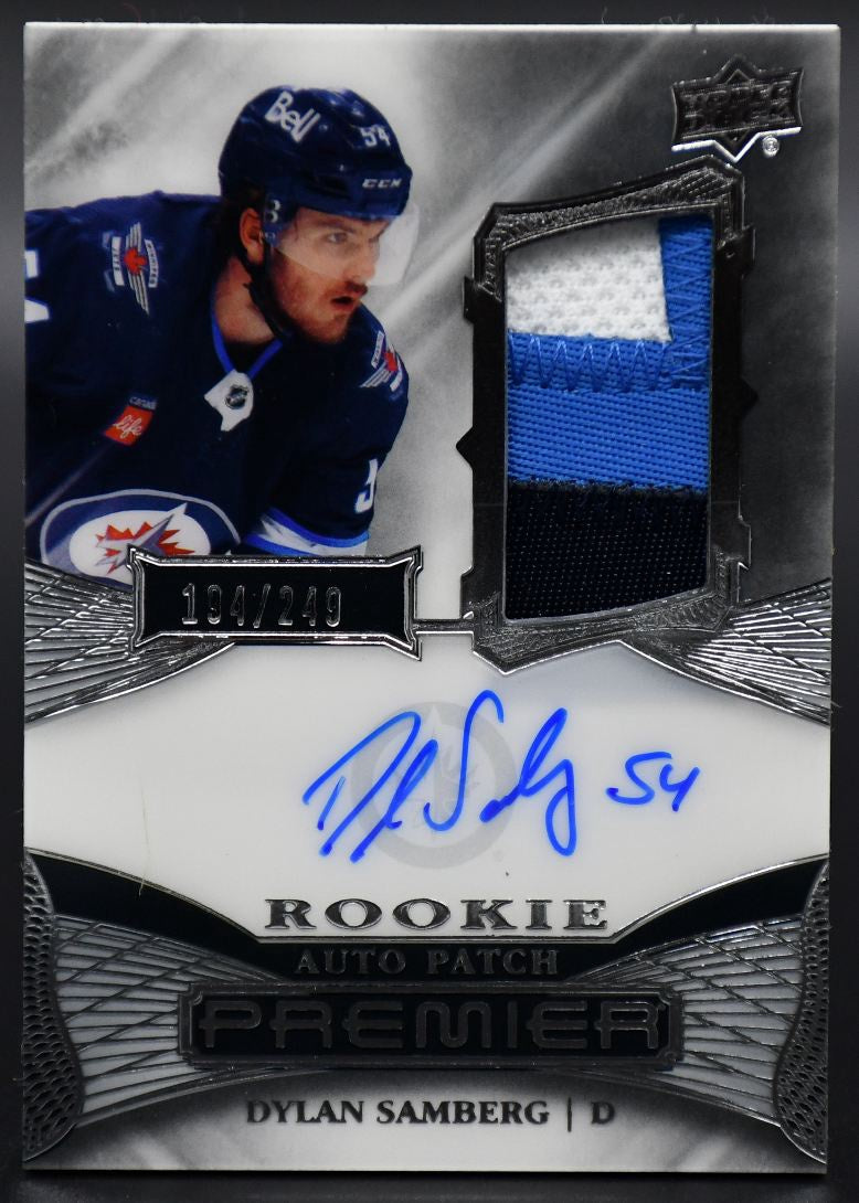 2022-23 UD Premier Dylan Samberg AR-DS Winnipeg Jets RC Auto 194/249 Patch