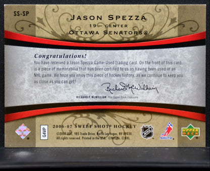 2006-07 UD Sweet Shot Stitches Jason Spezza SS-SP Senators 027/200 Jersey 7306