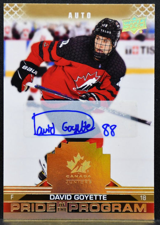 2022-23 UD Team Canada Juniors Pride of the Program Auto Gold Lindholm Auto 6495