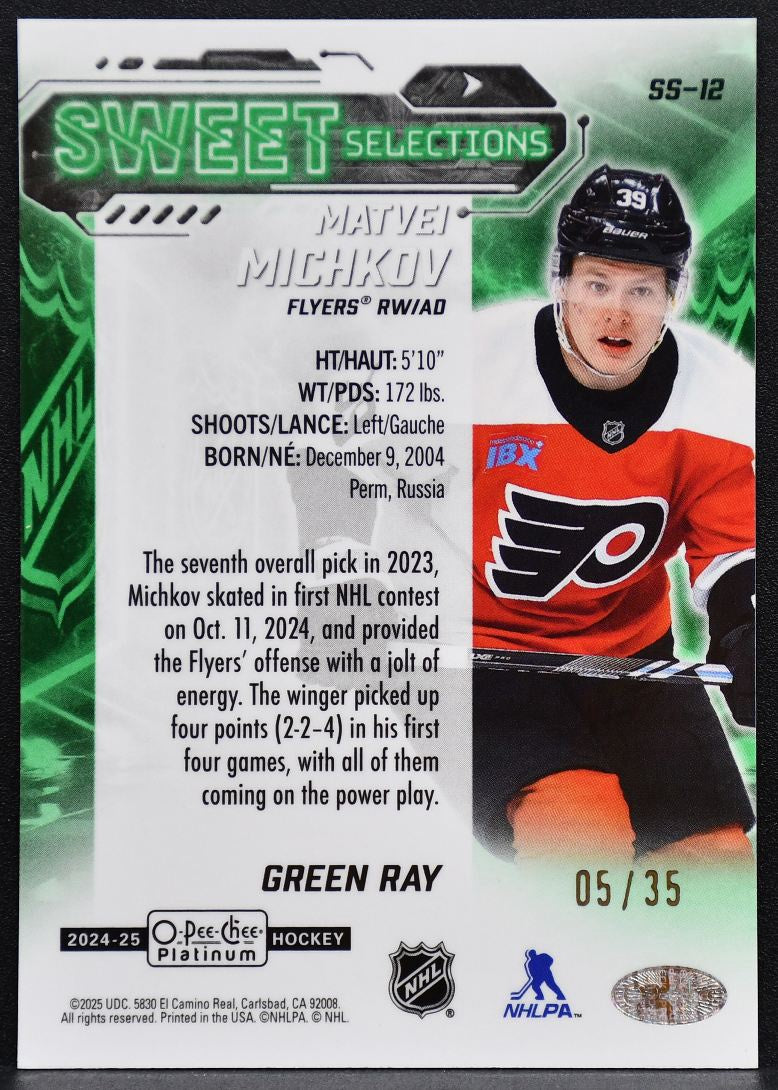 2024-25 OPC Platinum Sweet Selections Green Ray Michkov Flyers RC 05/35 7037