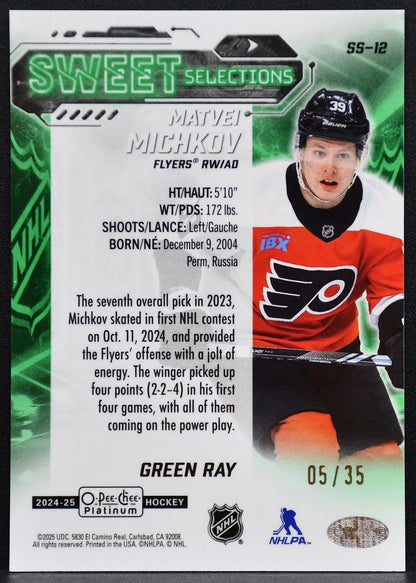 2024-25 OPC Platinum Sweet Selections Green Ray Michkov Flyers RC 05/35 7037