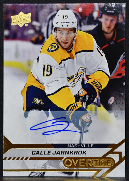 2020-21 UD Overtime Gold Foil Autographs Calle Jarnkrok 8 Predators Auto 0034