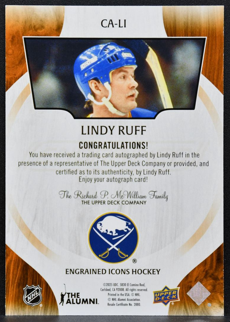 2024-25 Upper Deck Engrained Icons Auto Lindy Ruff CA-LI Sabres Auto 5619