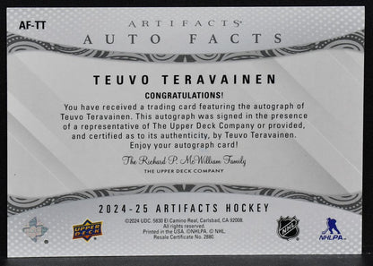 2024-25 UD Artifacts Auto Facts Teuvo Teravainen AF-TT Chicago Blackhawks Auto