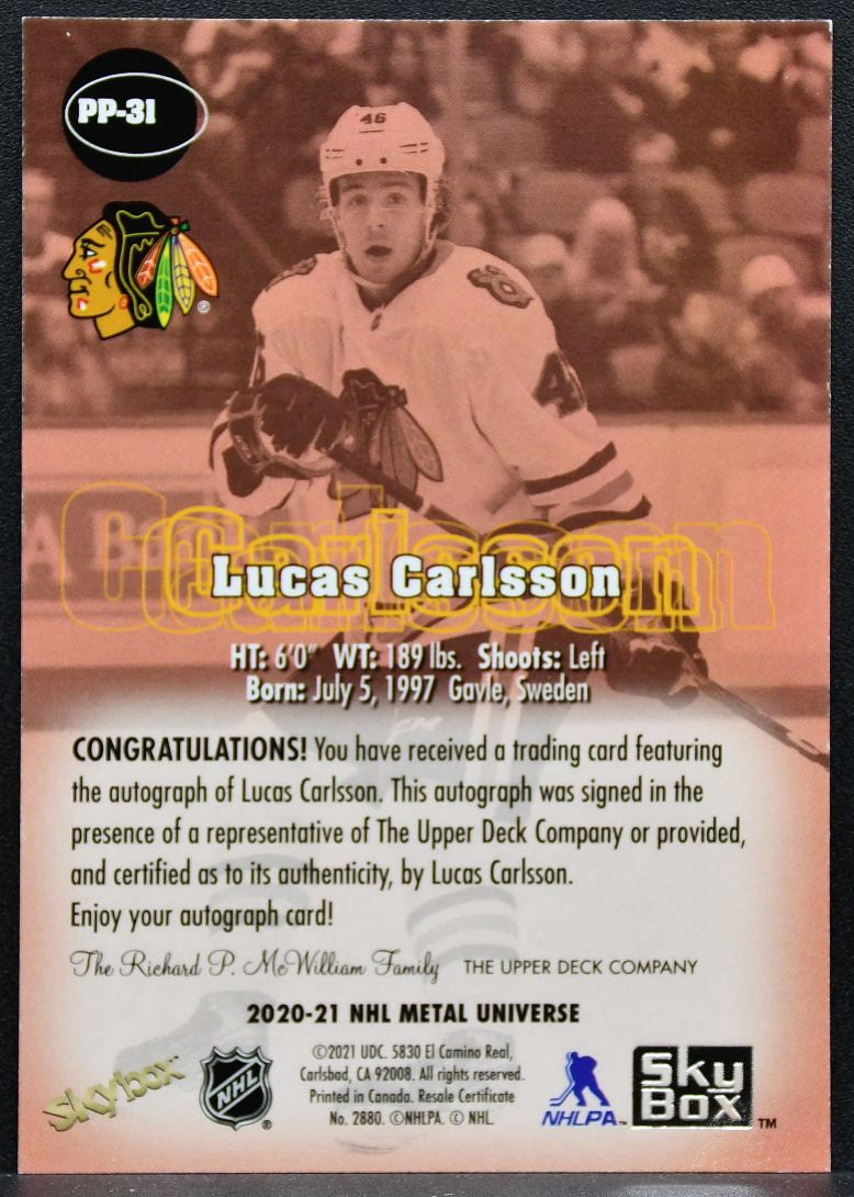 2020-21 Skybox Metal Universe Premium Prospects Star Autos Carlsson Auto 1580